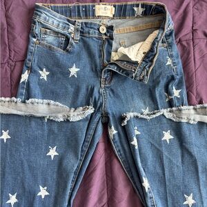 Umgee Women's Distressed Star Blue bell bottoms